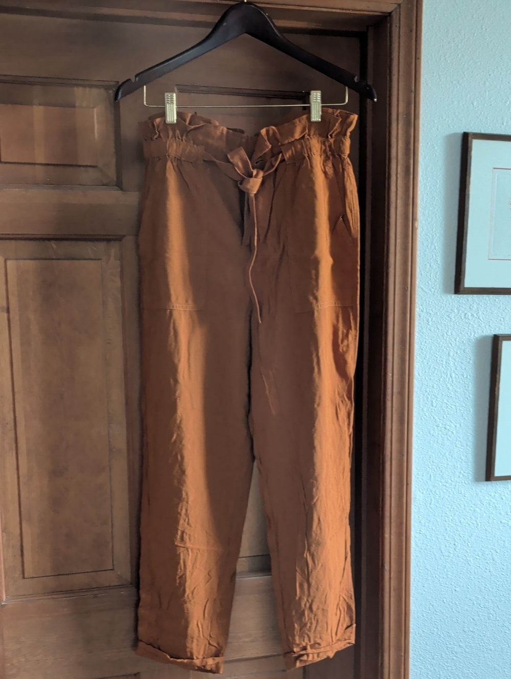 Madewell Women's Rust Paperbag Waist Chinos